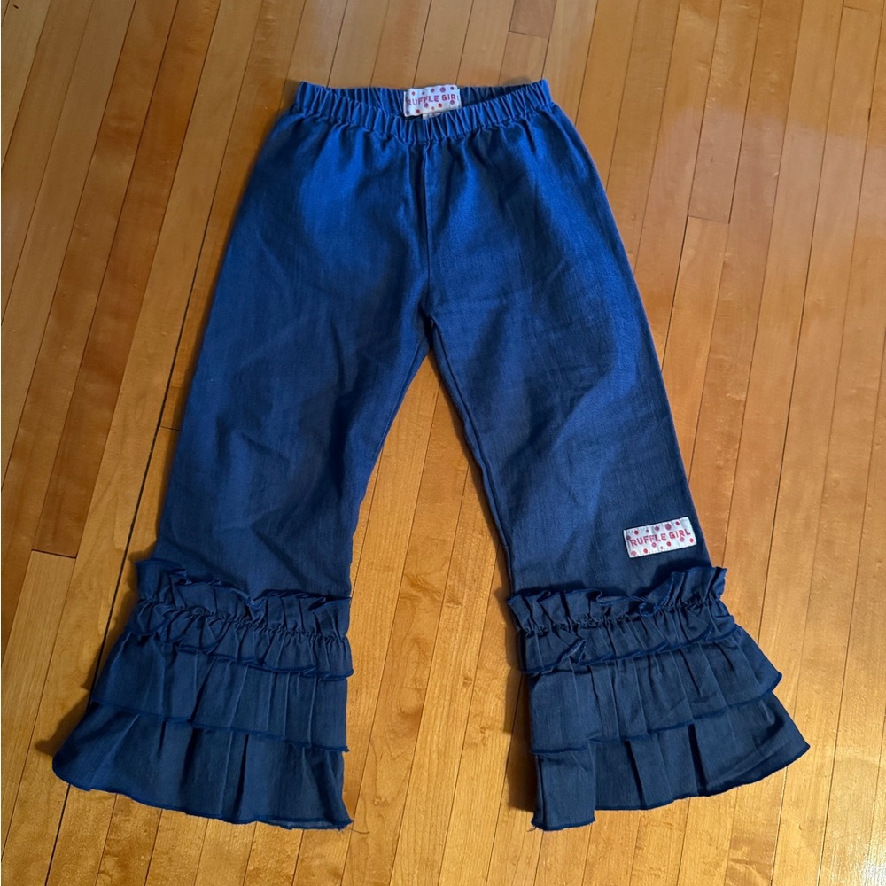 Blue Ruffle Hem Jeans - Picture 5 of 7